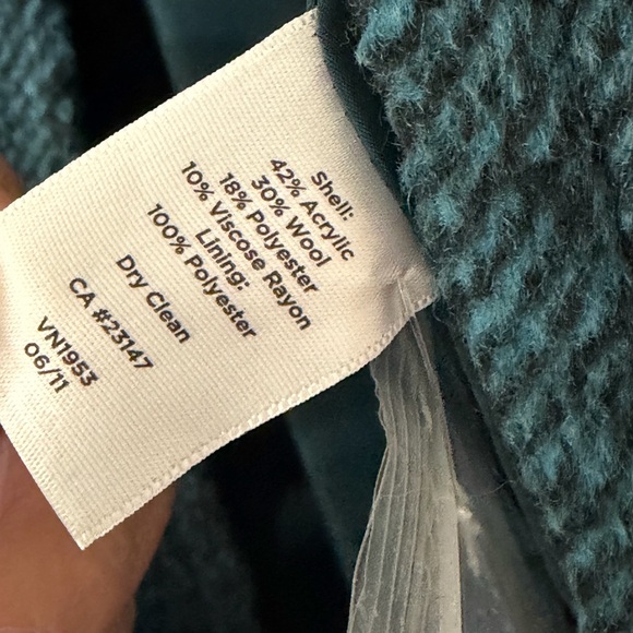 Talbots Wool Blend Pea Coat Jacket Petite Coat Teal - Picture 5 of 11